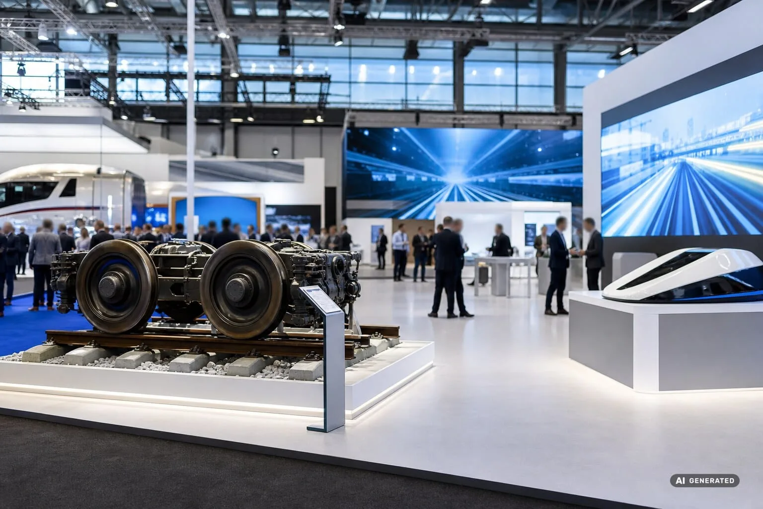 InnoTrans Berlin spoor- en mobiliteitstechniek in een beursomgeving - AI generated