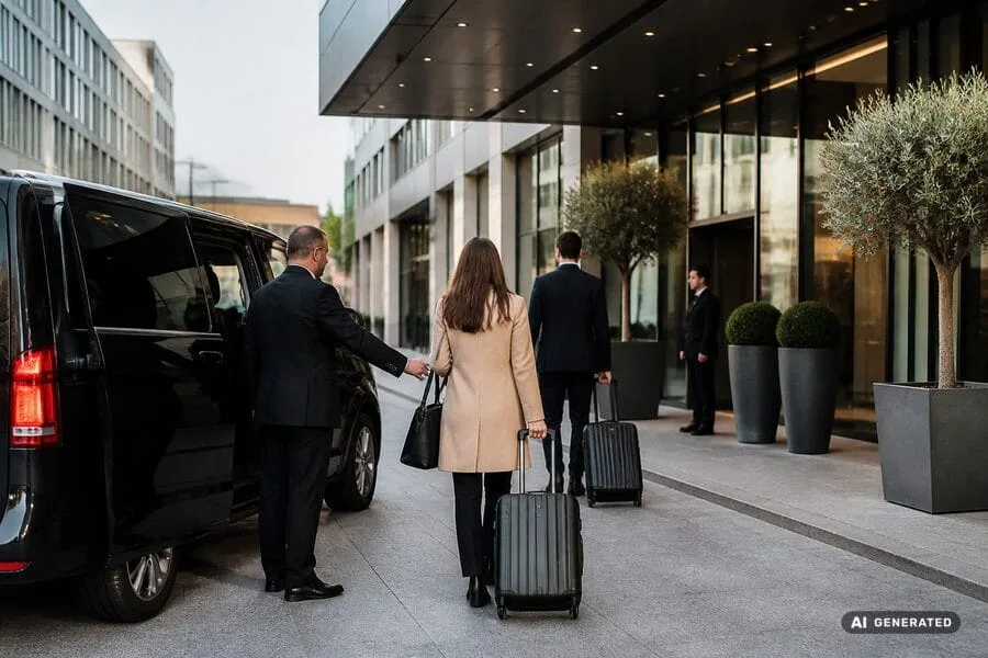 Chauffeur- en hoteltransfer voor ITB Berlin gasten - AI generated